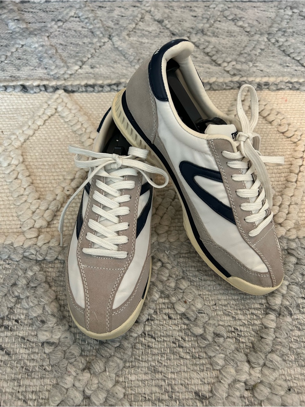 Tretorn Women's Athletic Sneakers in White and Gray with Navy Accents Size 9